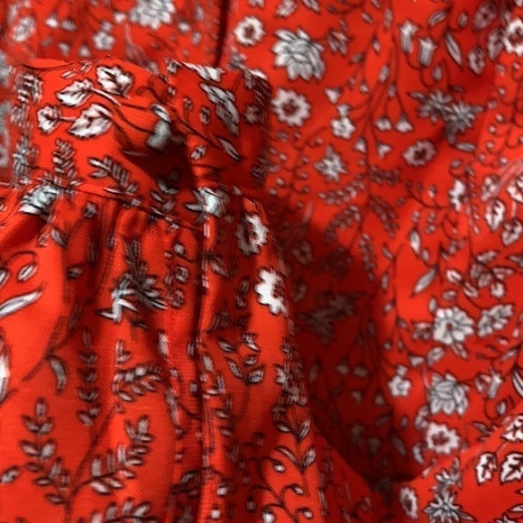 Rachel Zoe Red Ditsy Floral Button Down Long Sleeve Blouse V-Neck Medium EUC - Picture 6 of 7